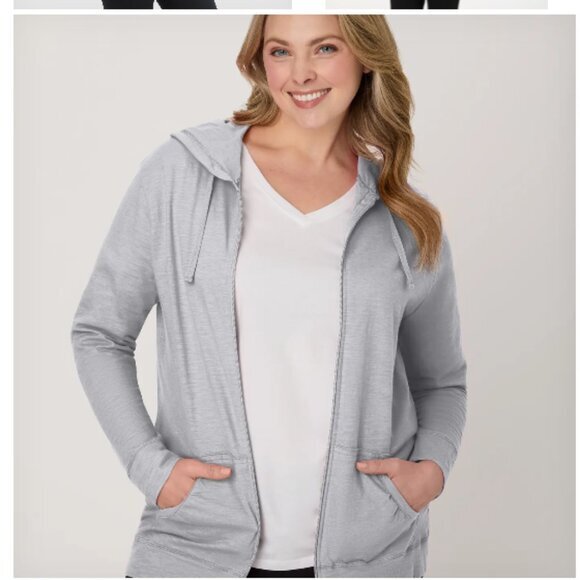 Hanes Women's Slub Jersey Full Zip Hoodie - S - NWT - Picture 2 of 5